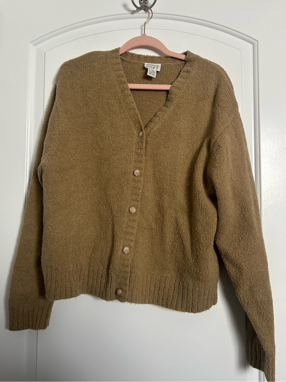 Ann Taylor 90s Vintage Merino Wool Blend Button Cardigan Size L Chic Fall Preppy